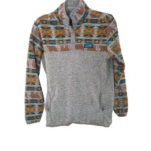 Simply Southern Bear Knit Snap Pullover in Smoke Tone Size L